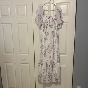 SHEIN White and Pink Floral Women’s Dress
